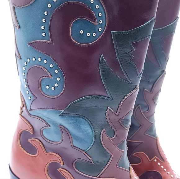 Jeffrey Campbell Women Saddle Up Western Cowboy Boot Size 8.5 Multicolor - Picture 7 of 11
